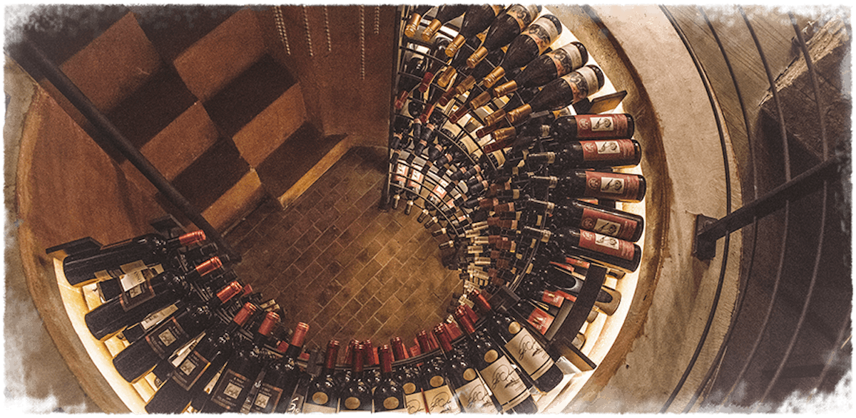 a semicircular wine cellar