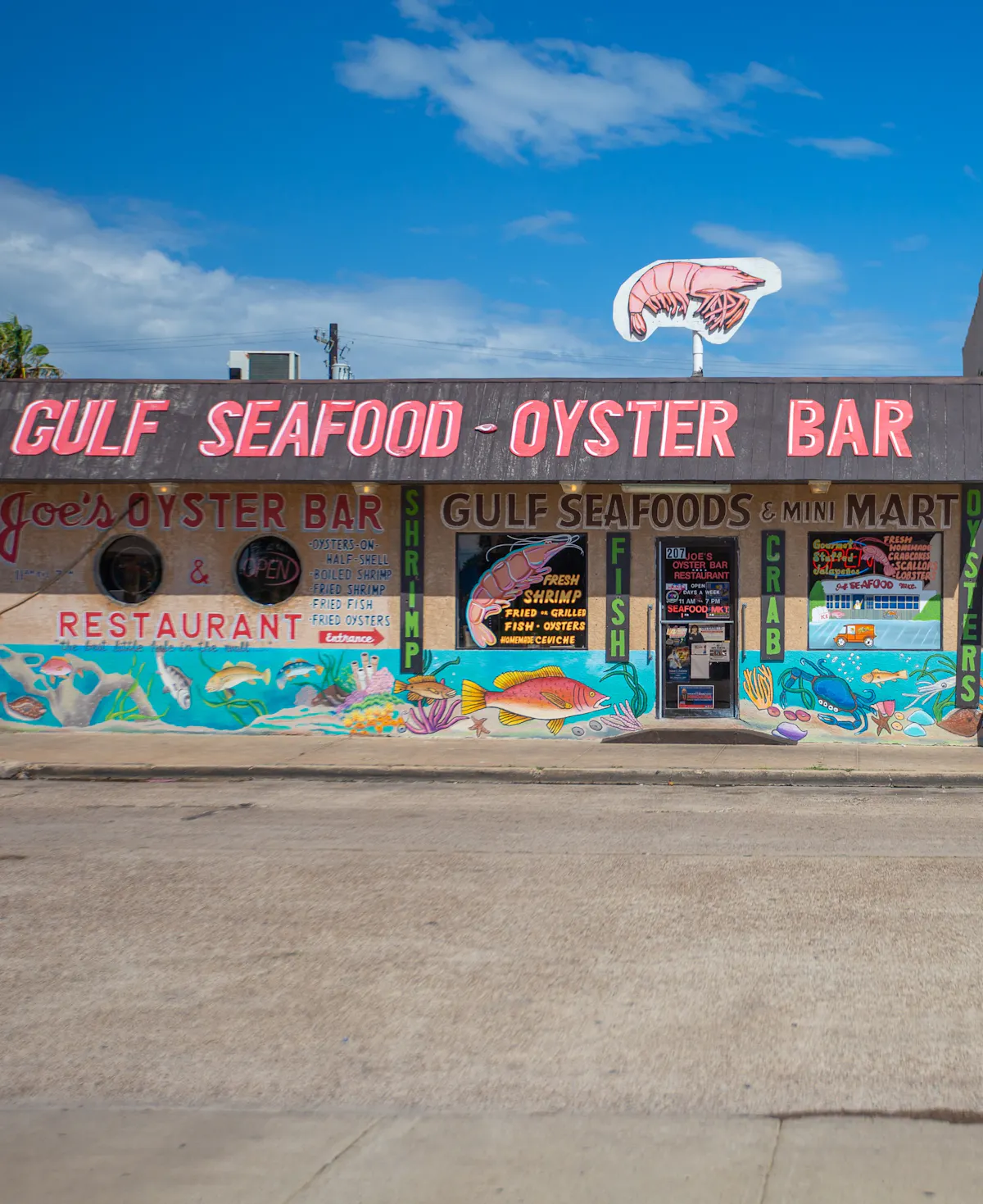 a close up of Gulf Seafood Market's storefront
