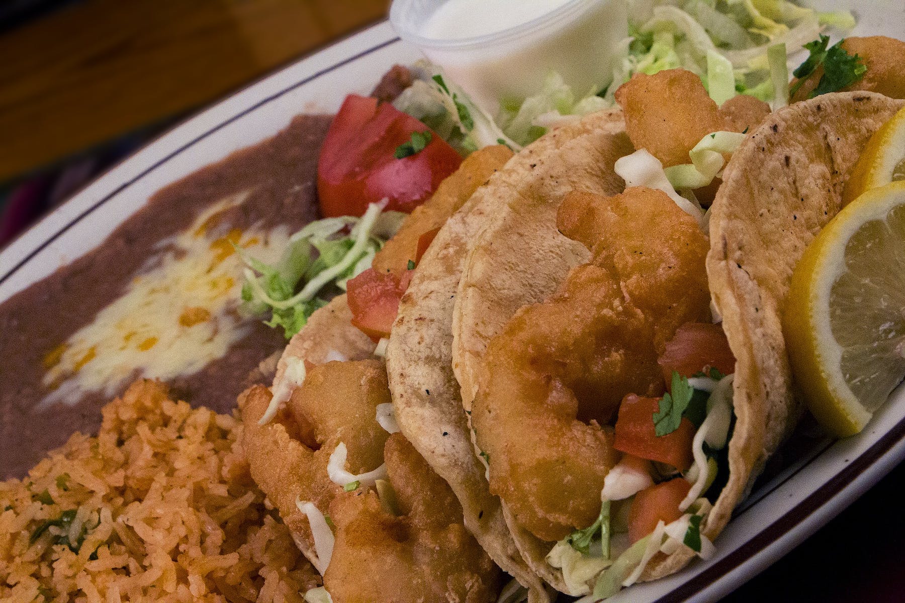 a plate is filled with food