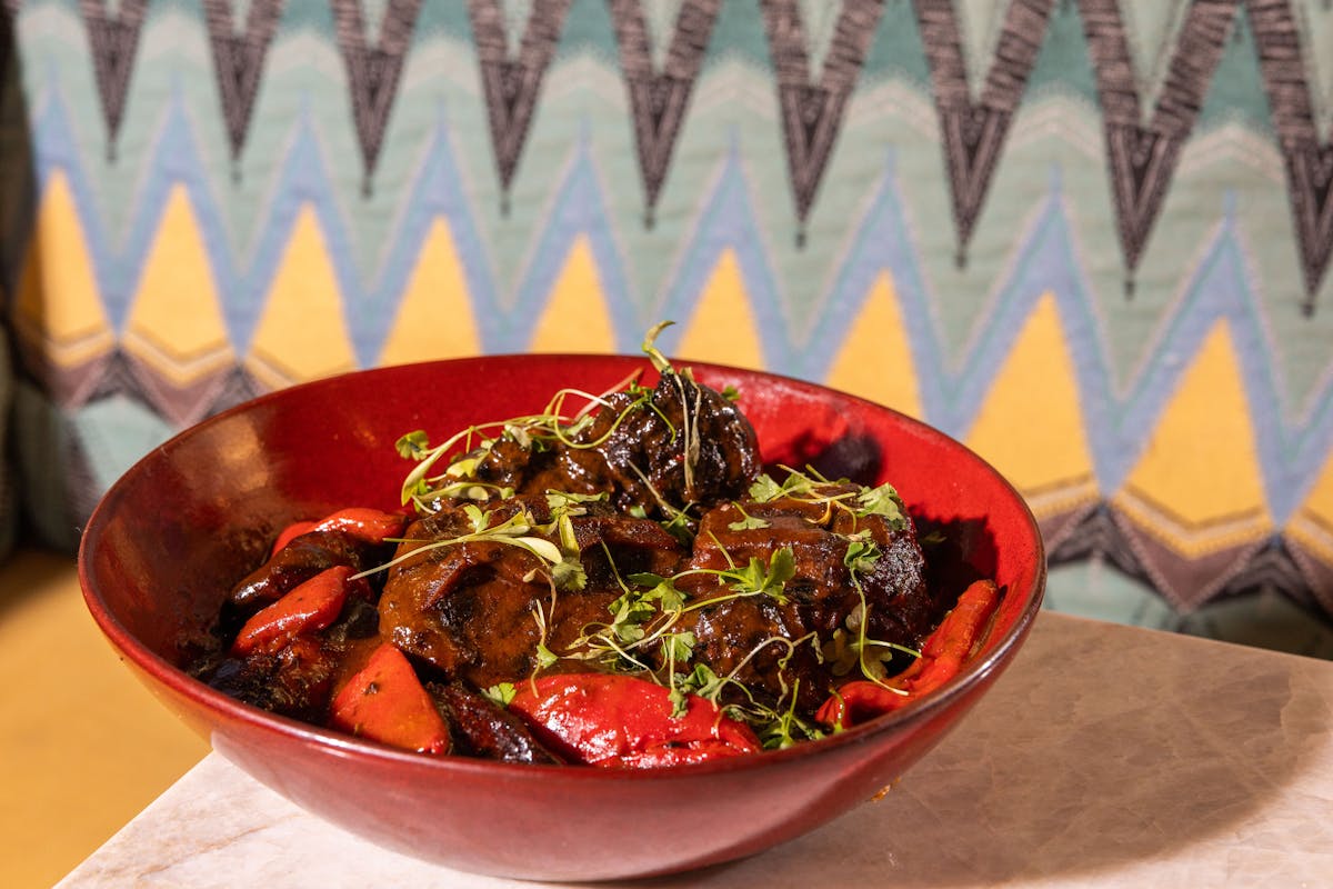 a bowl of food on a table