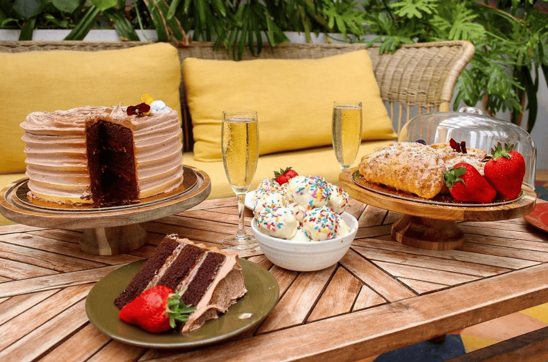 a table with food on it