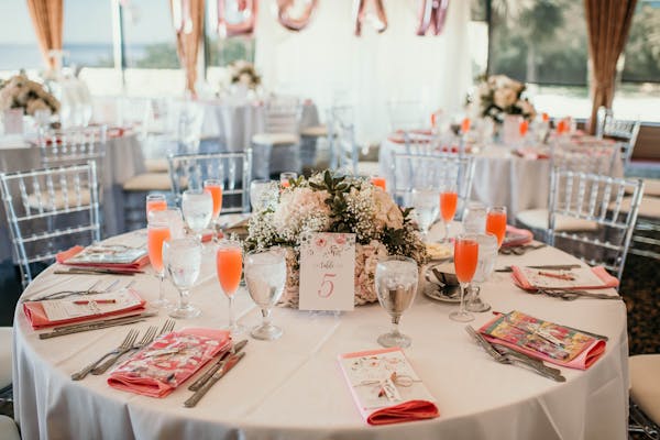 a dining table with a plate of food