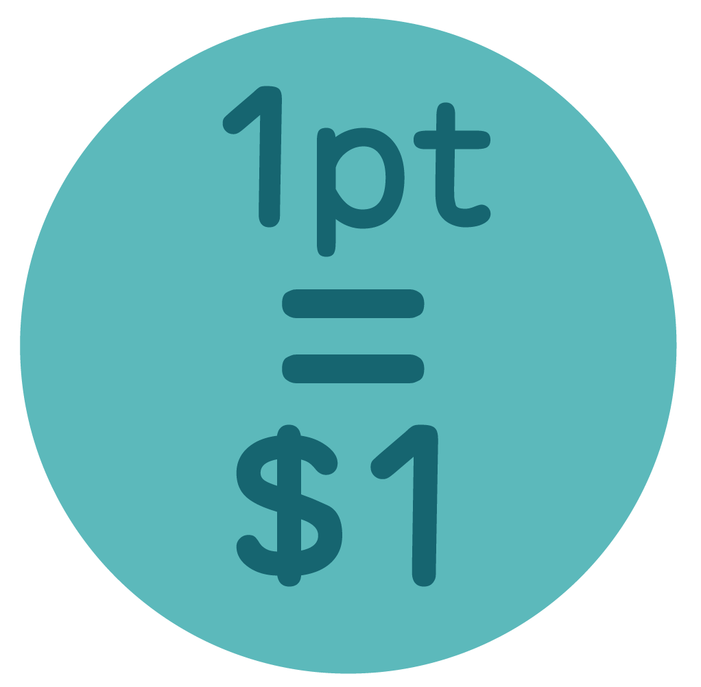 one point equals one dollar icon
