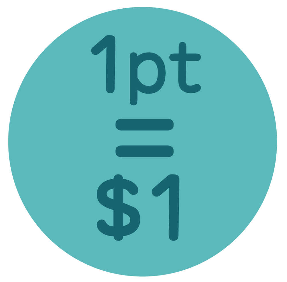 one point equals one dollar icon