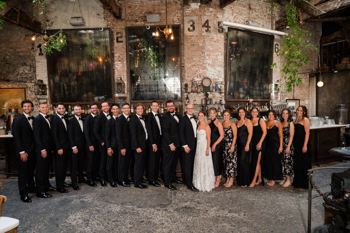 a group of people standing