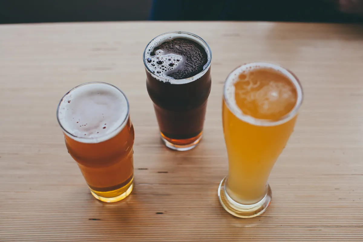 three glasses of beer