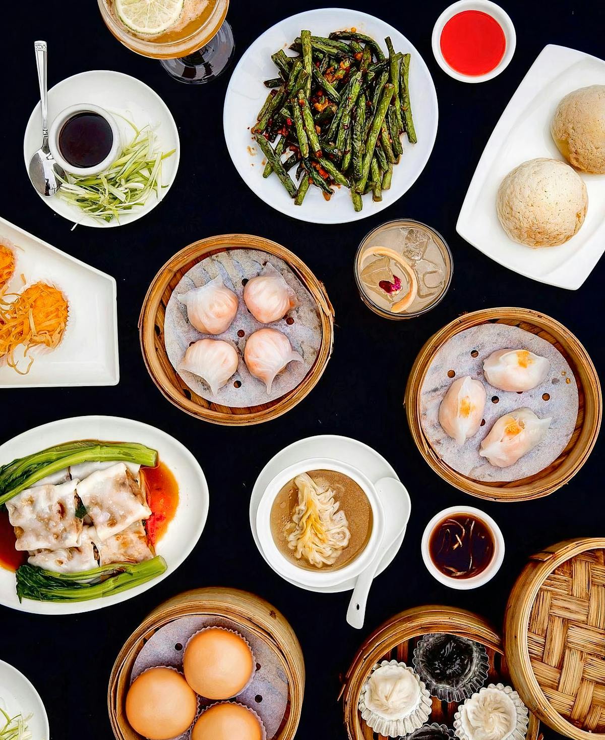 many different types of food on a table