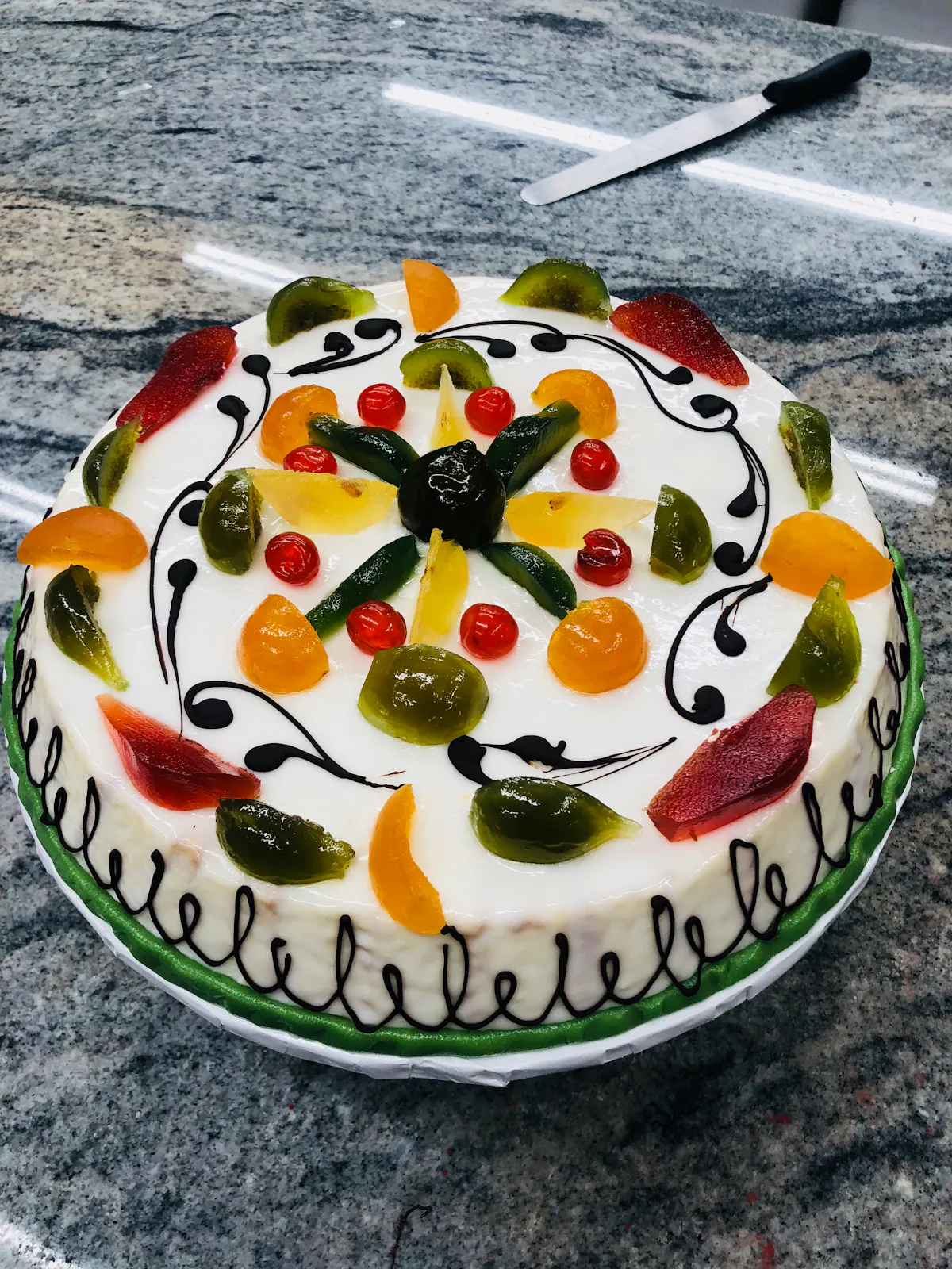 a decorated cake on a plate
