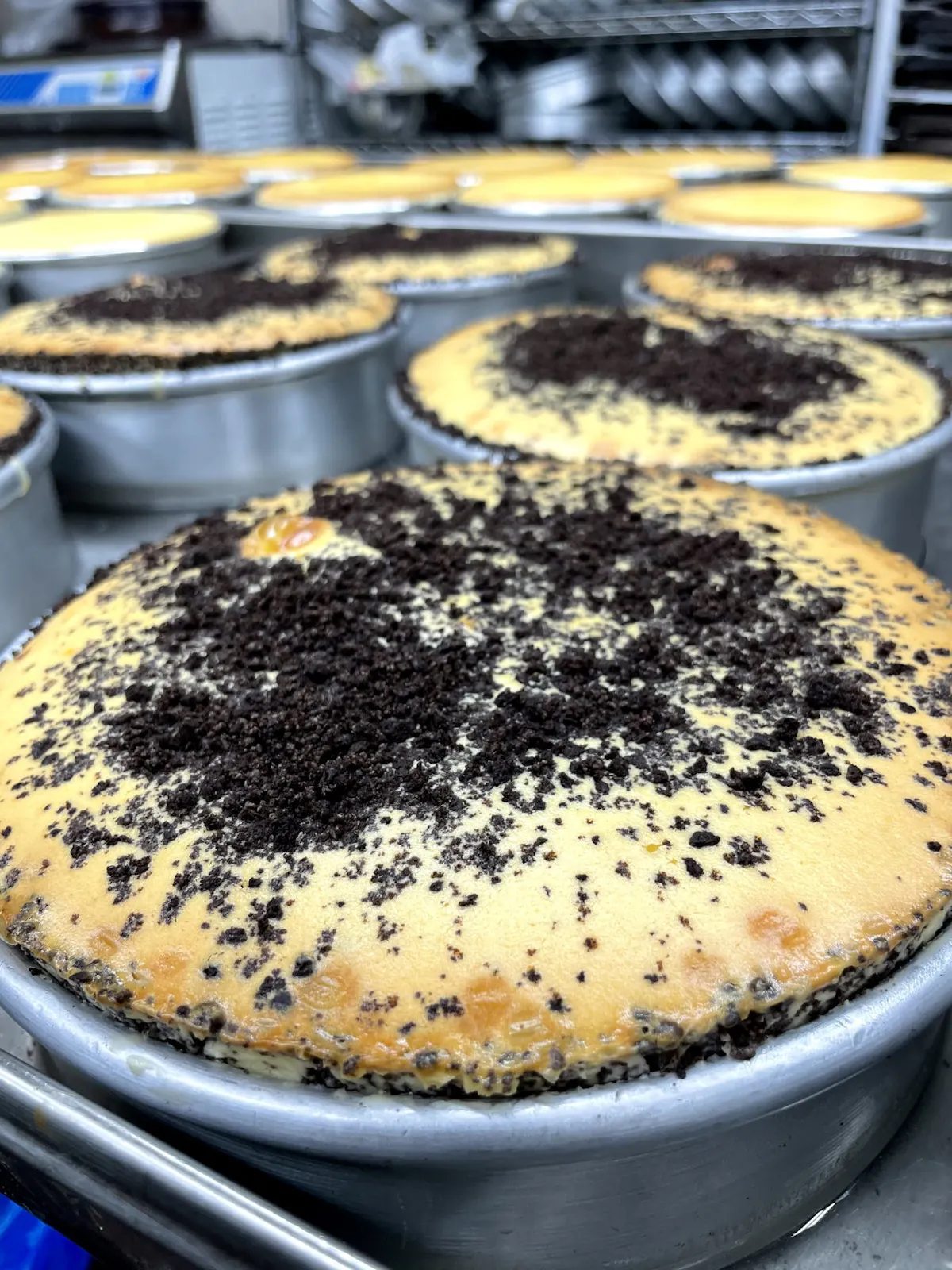 a cake sitting on top of a pan on a table