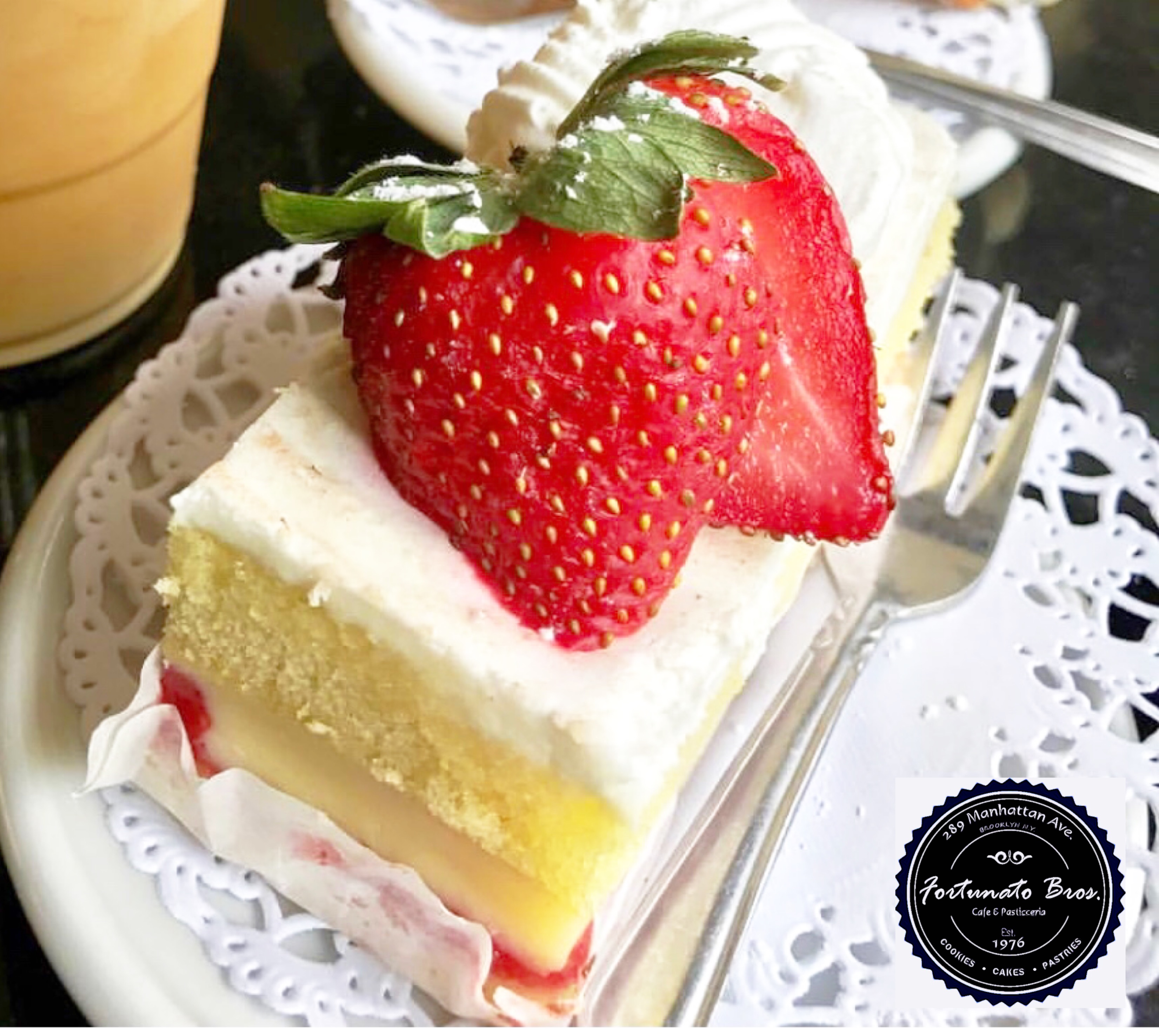 a close up of a slice of cake on a table