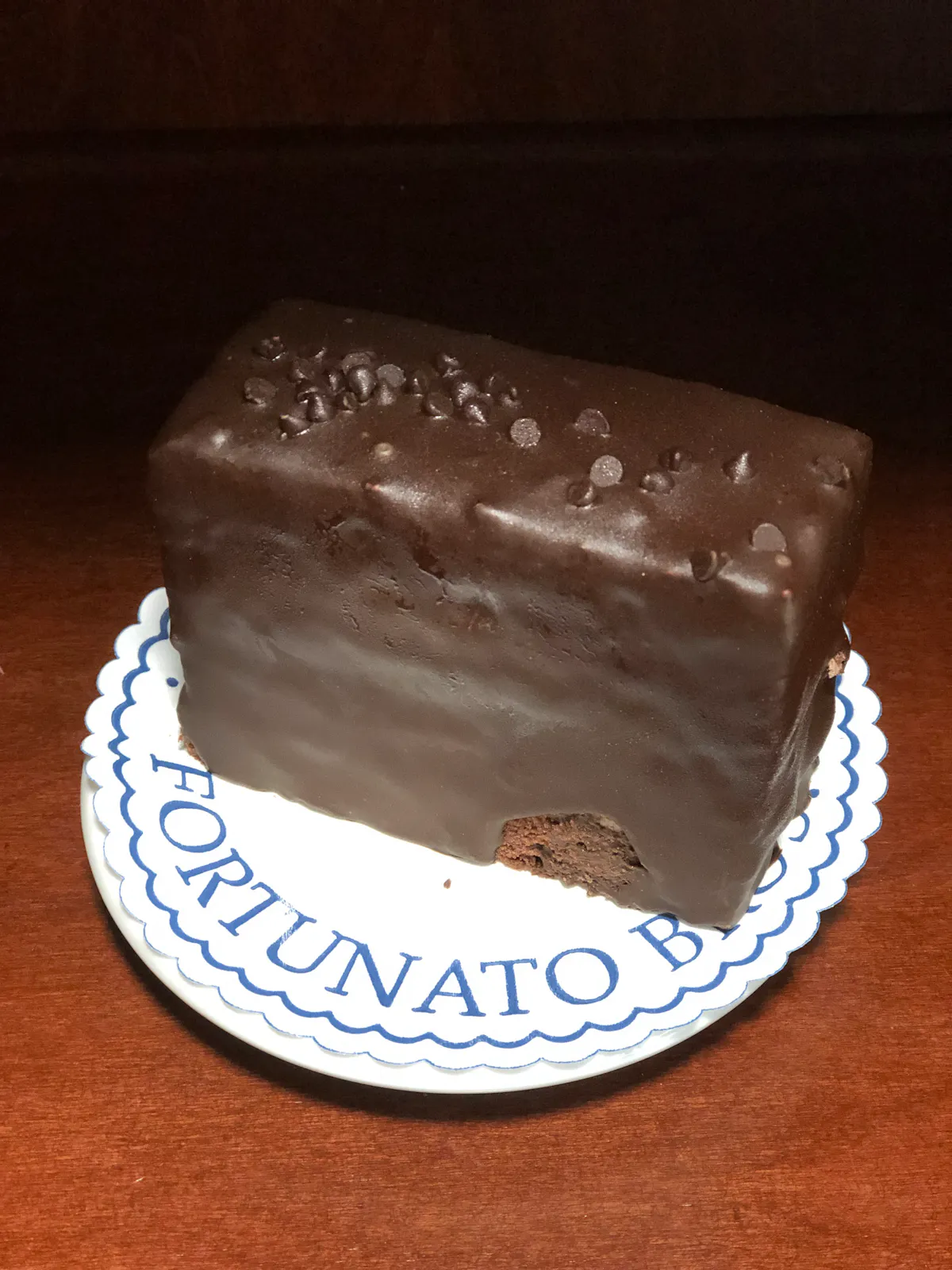 a piece of chocolate cake on a plate