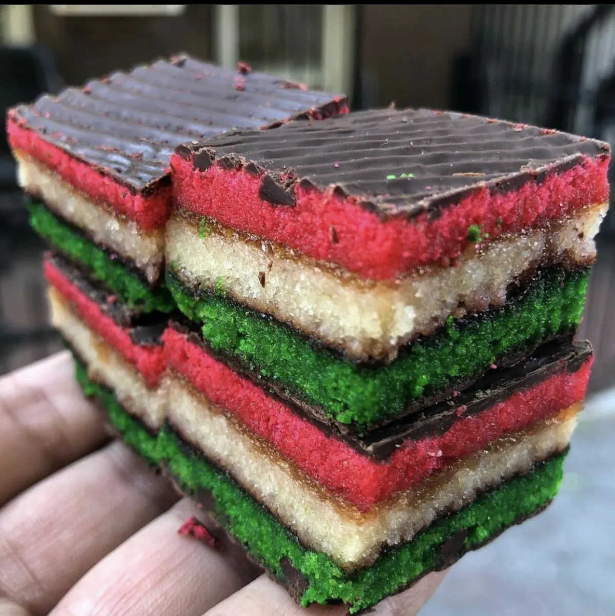 a close up of a piece of cake on a table