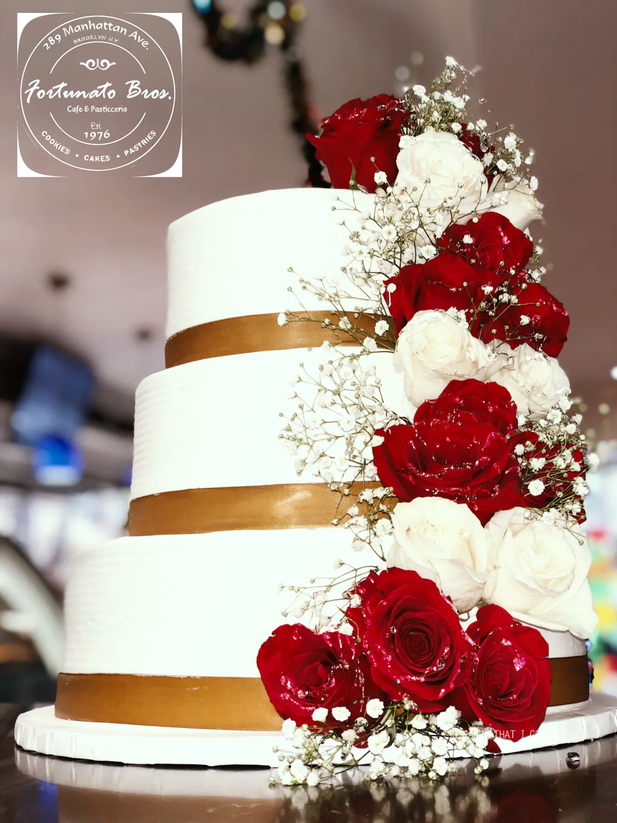 a close up of a wedding cake