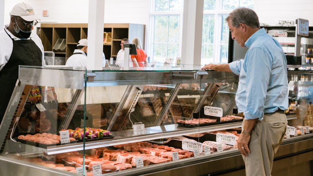 people at a market