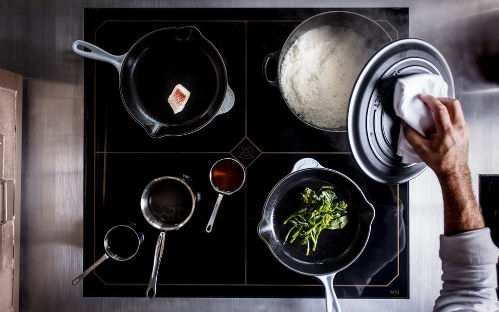 a man sitting on a pan