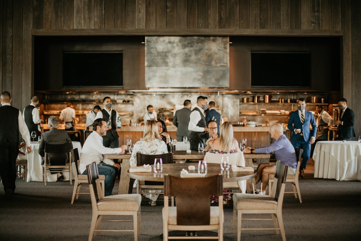 a group of people in a room