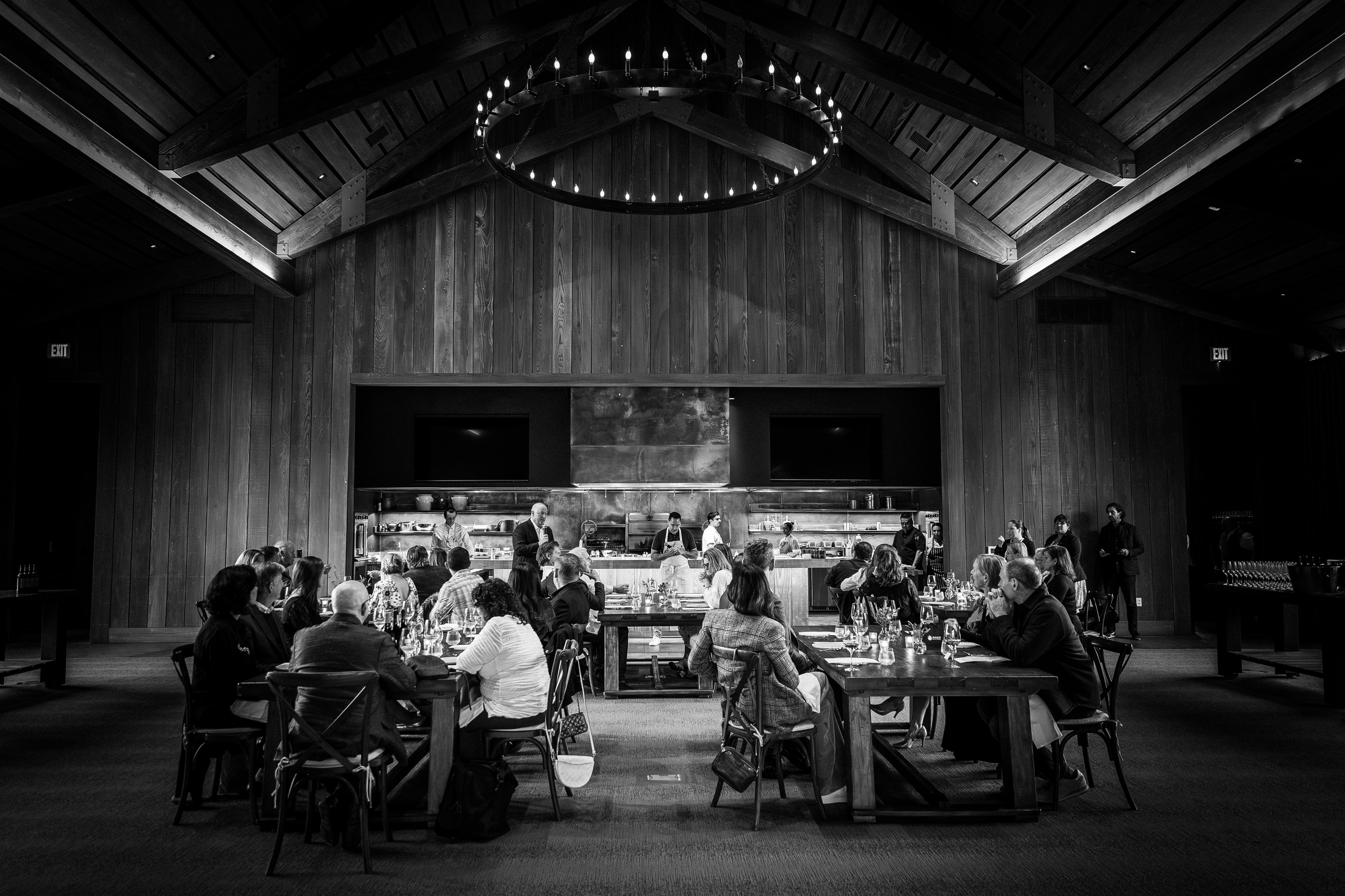 a group of people in a room