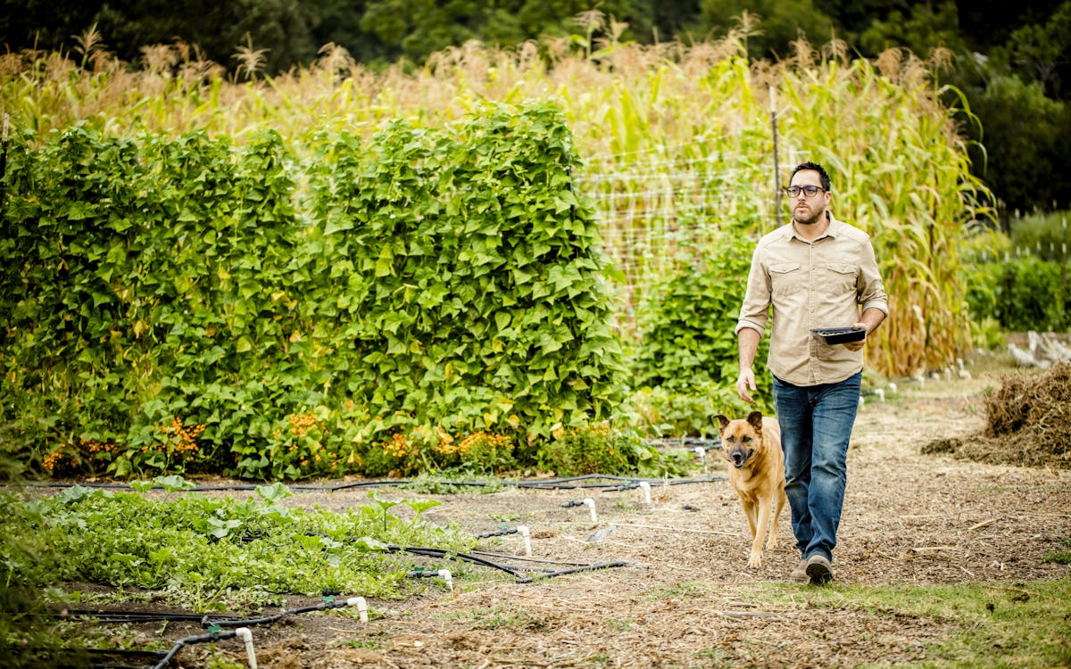 Christopher Kostow standing in a garden