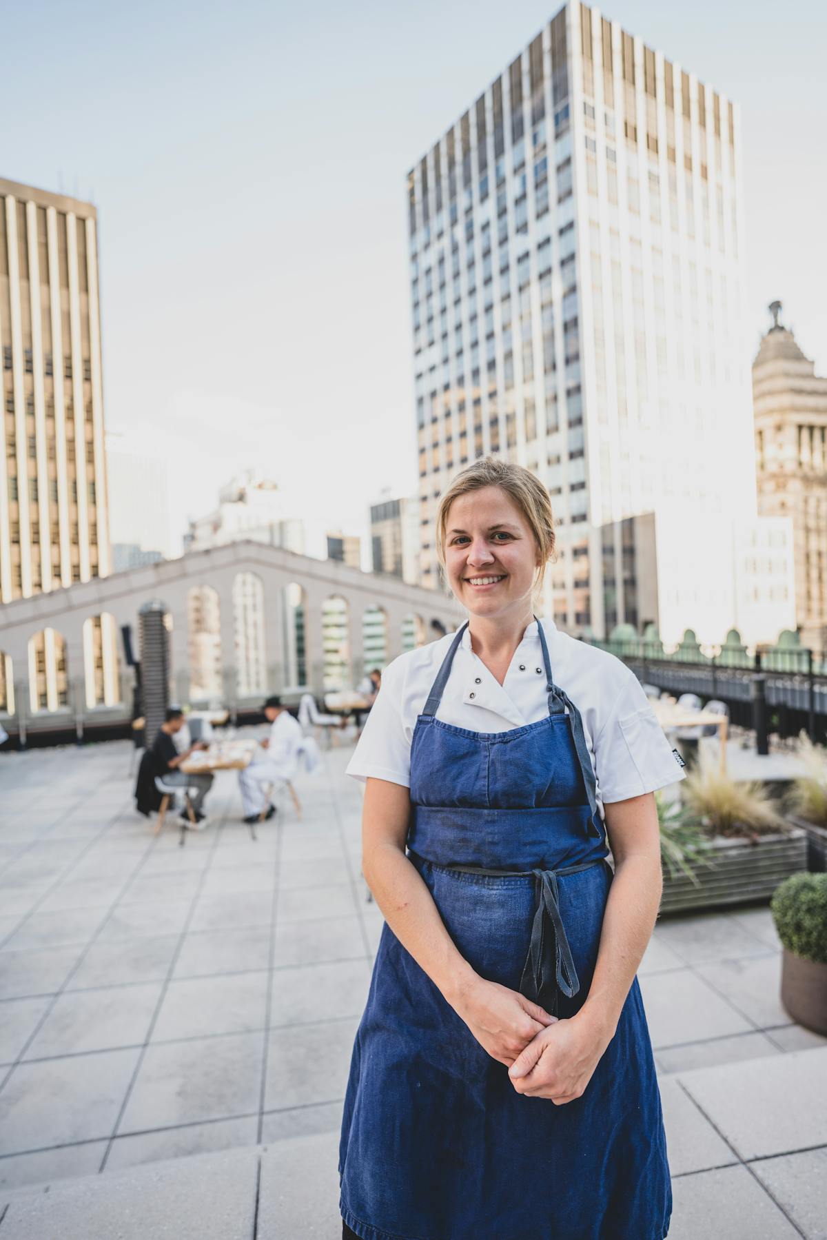 a person standing in front of a building