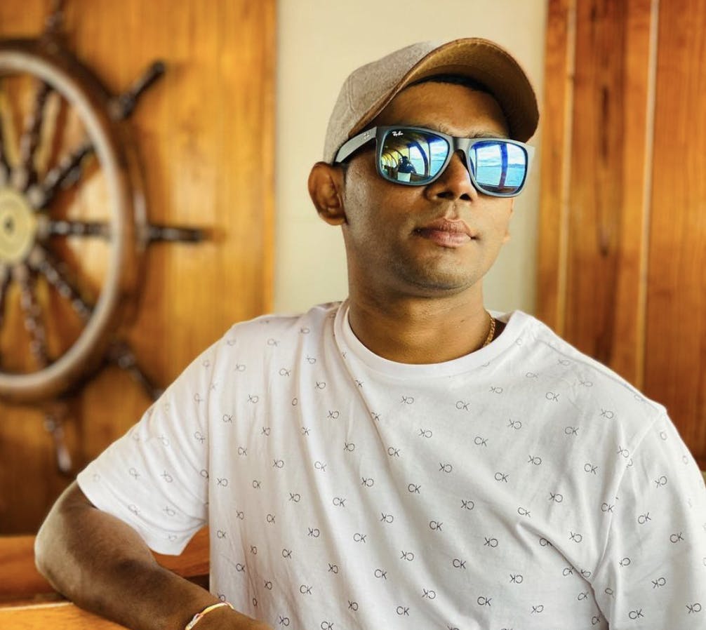 a man wearing glasses
