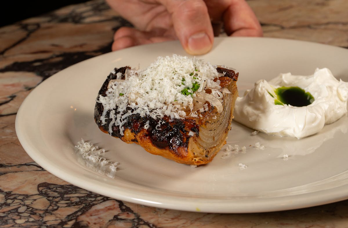 a close up of food