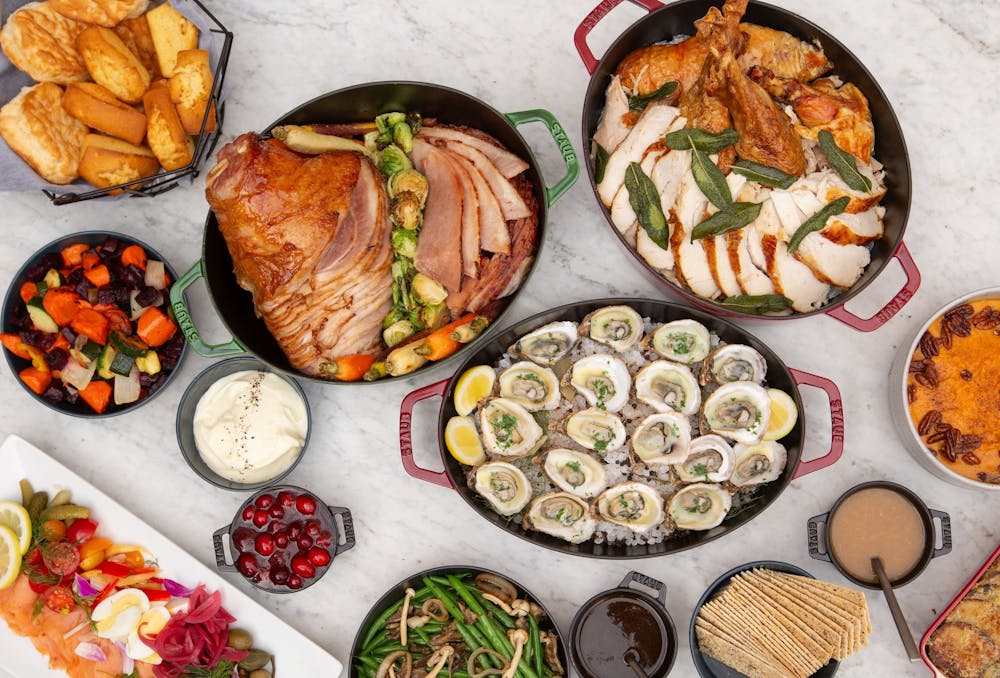 a bunch of different types of food on a plate