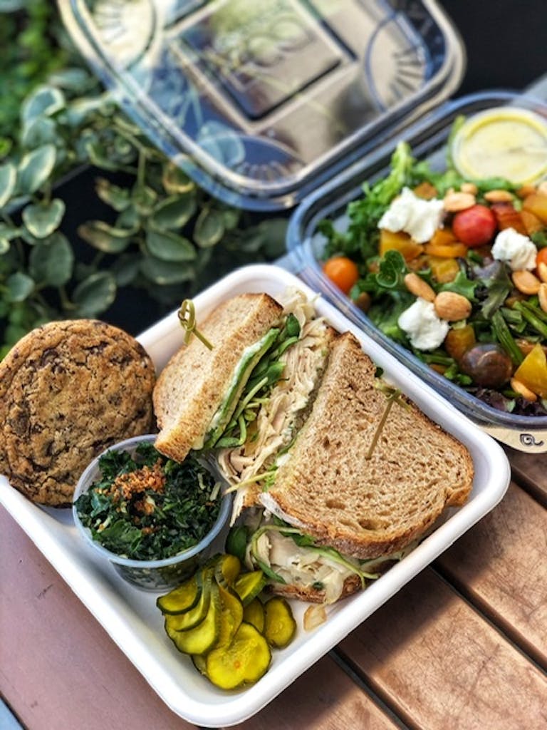 a tray of food on a table