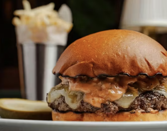 a burger on a plate