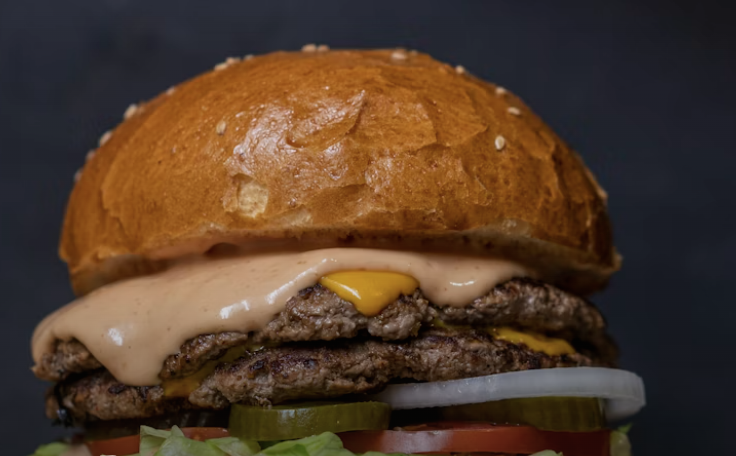 close up of a burger