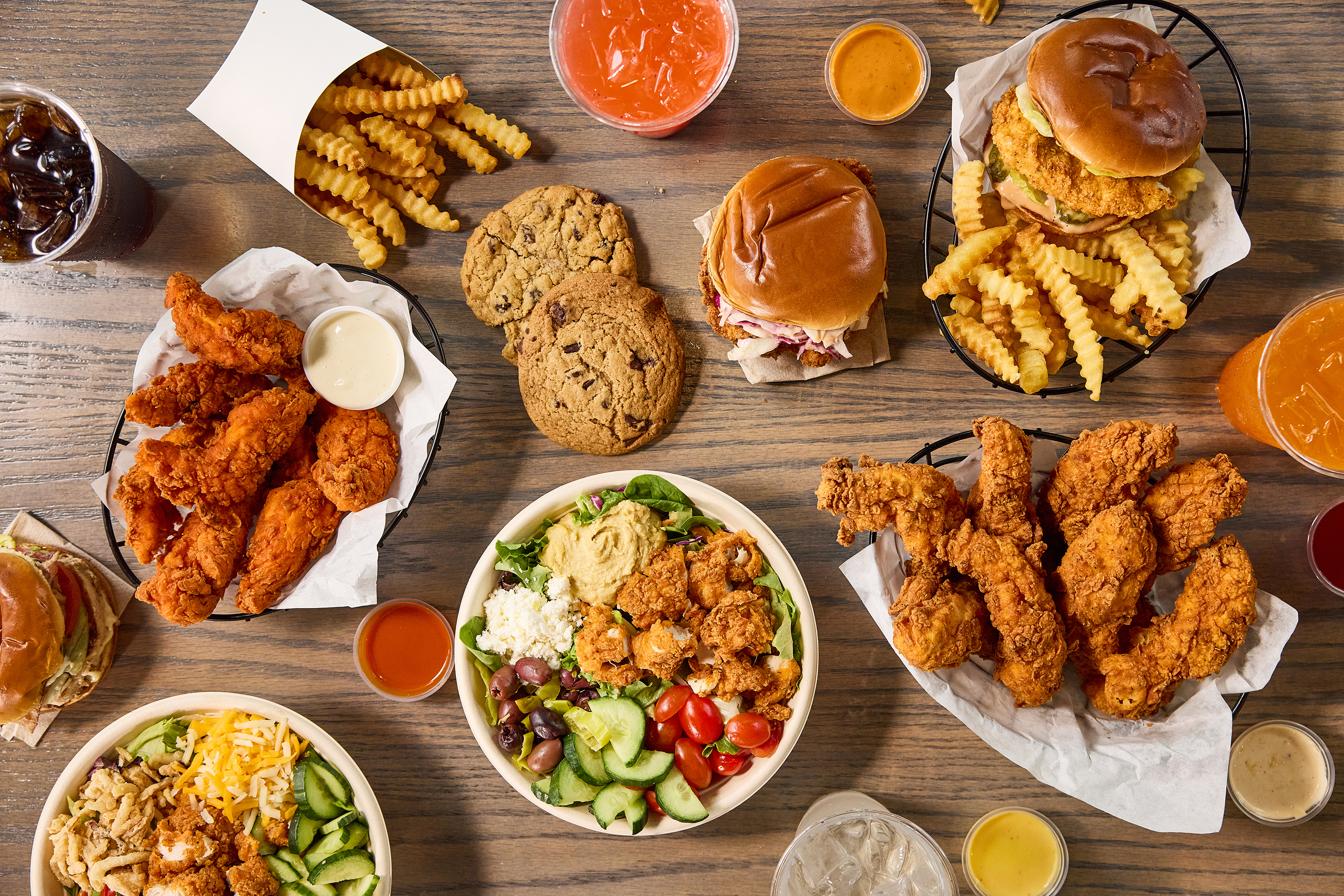 a bunch of food sitting on a table