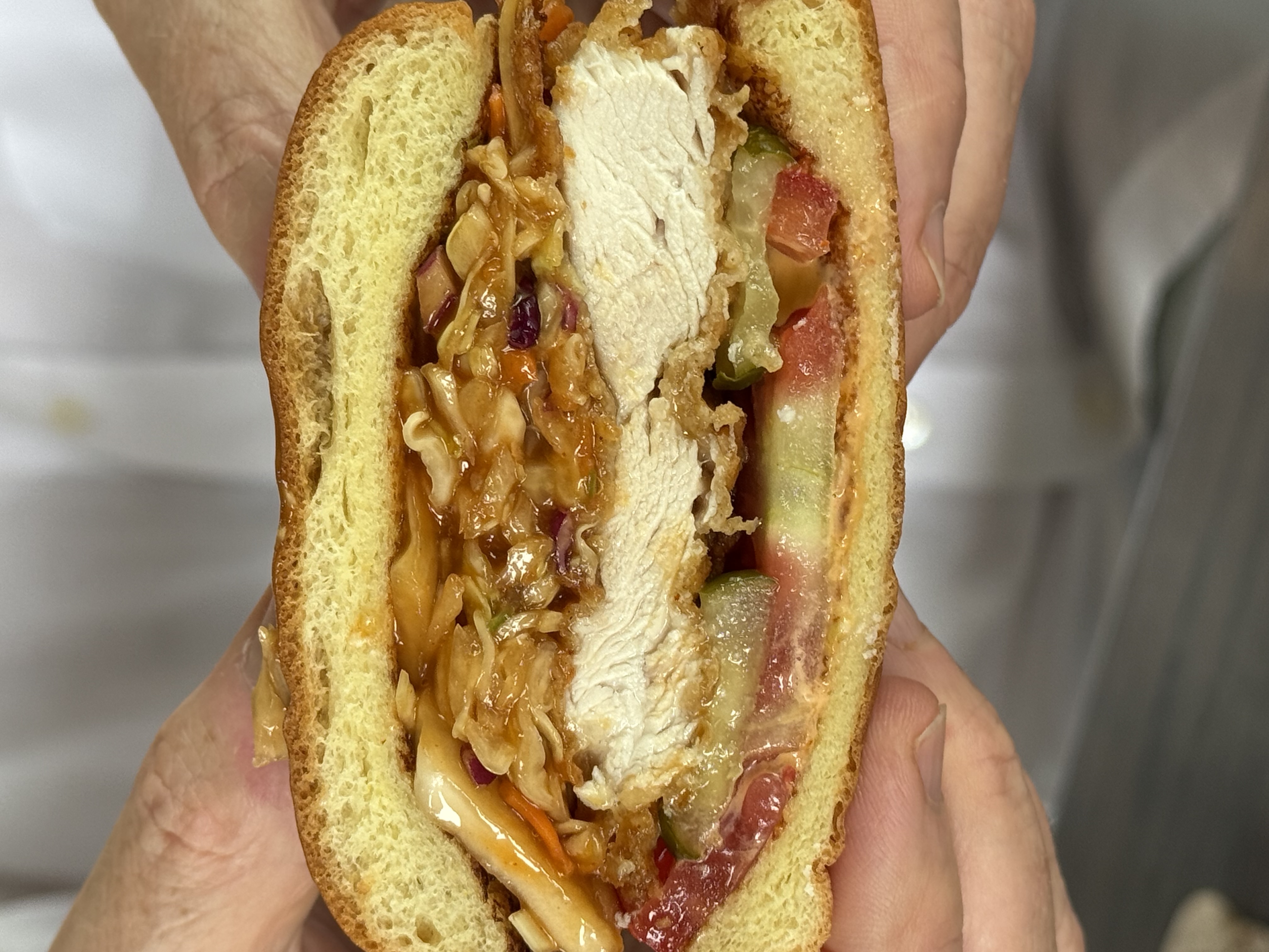 a close up of a sandwich