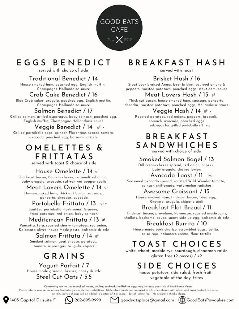 Menu Good Eats Cafe In Pewaukee Wi Menu Good Eats Cafe In Pewaukee Wi