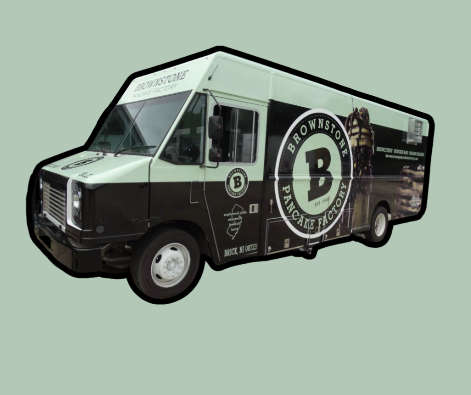a black and white food truck