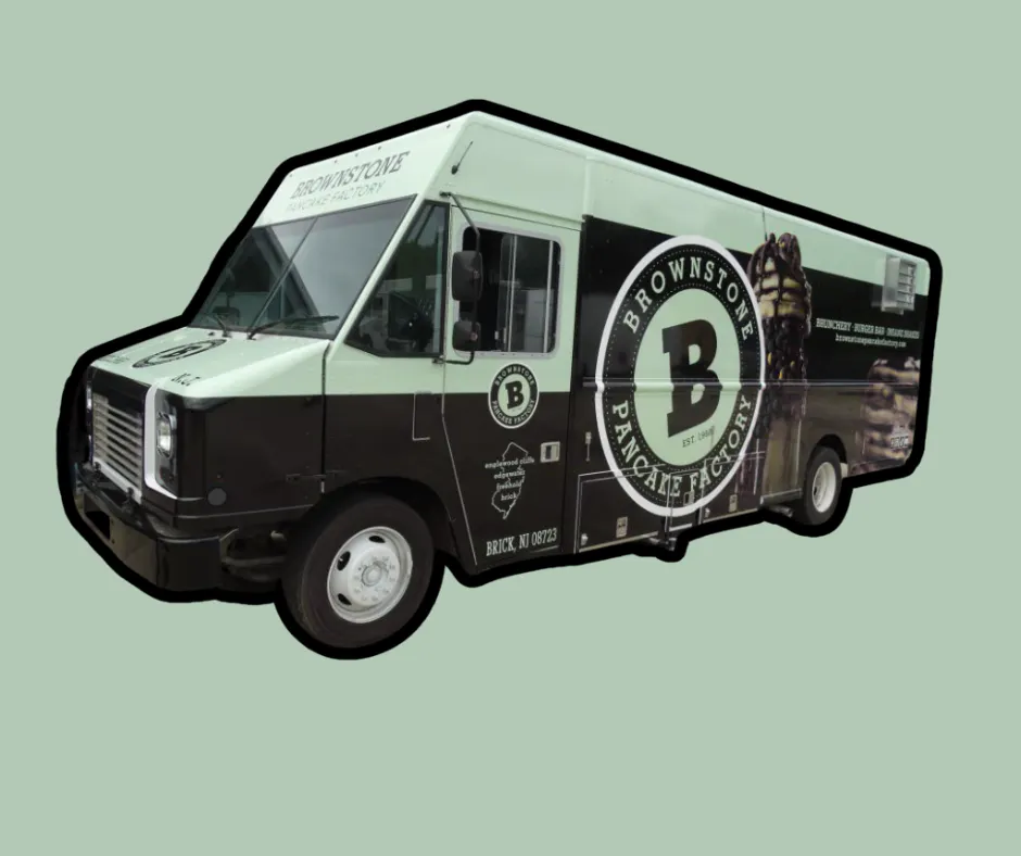 a black and white food truck