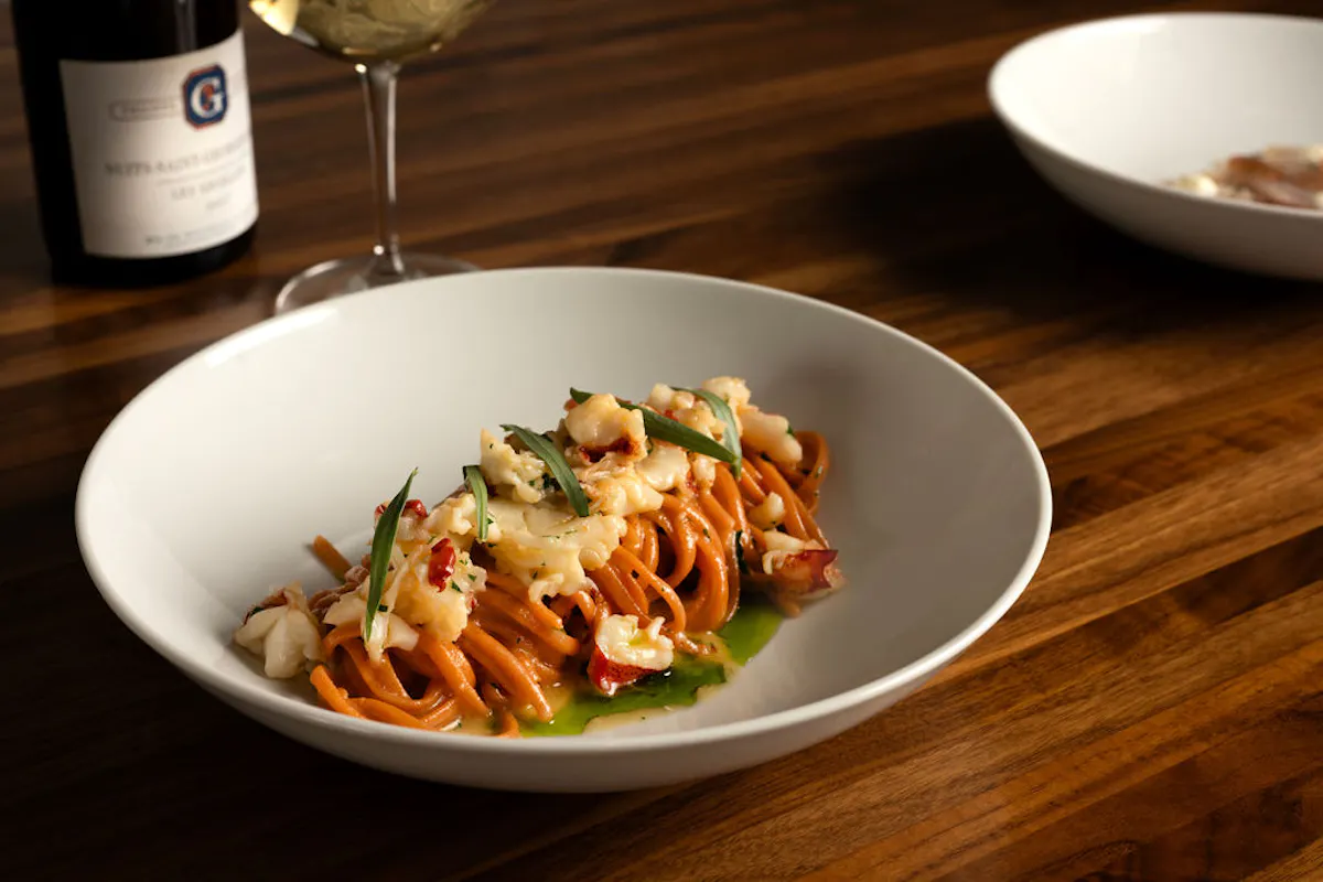 A plate of the Lobster Scampi 