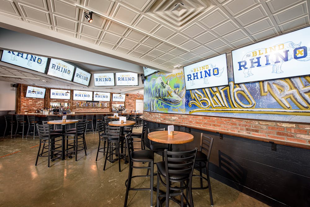 a chair sitting in front of a building