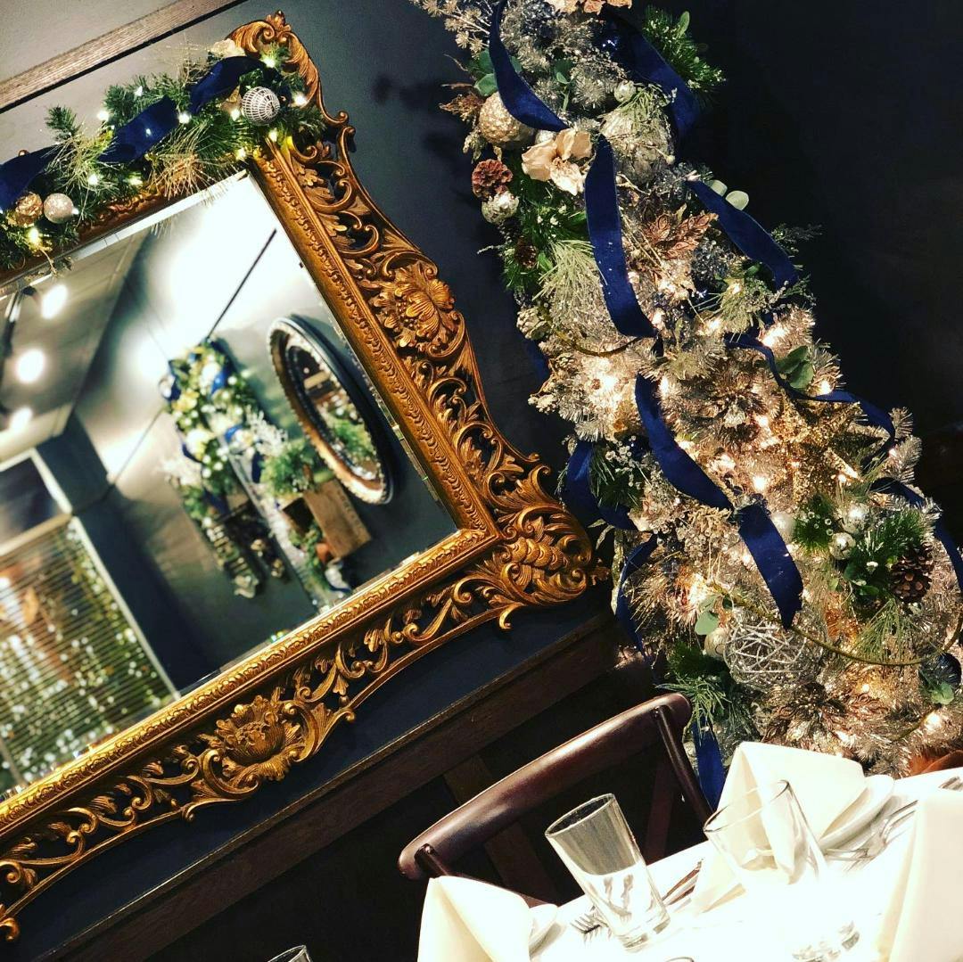 a decorated christmas tree in a room