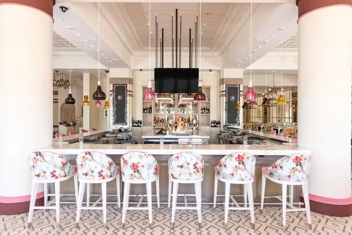 a Bottiglia bar with floral chairs