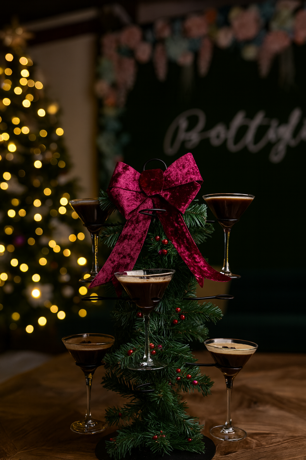christmas martini tree at this henderson italian for the holidays in green valley ranch italian near me