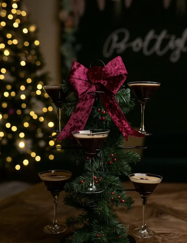 espresso martini tree for the holiday season at this green valley italian restaurant