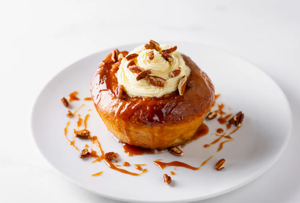 lighter brunch options available such as this carmel sticky bun