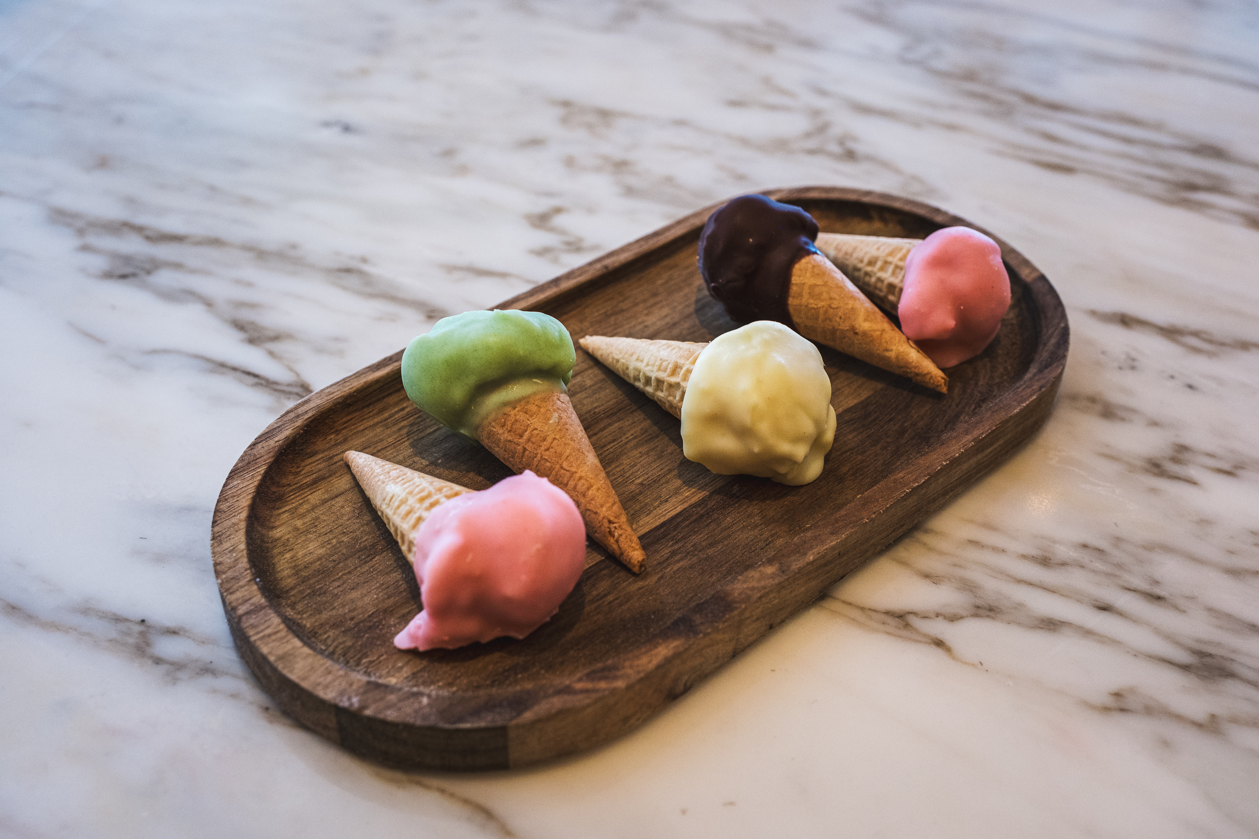 gelato cones for dessert, the perfect after dinner treat