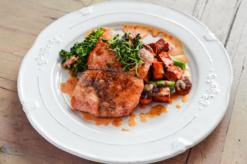 salmon for date night at this green valley ranch itlalian resturant