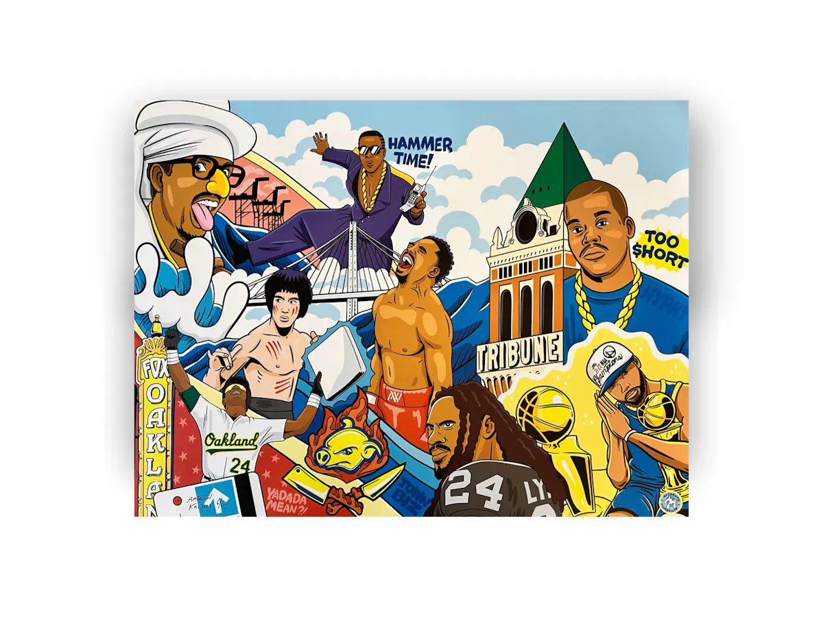 close up of a canvas mural painting