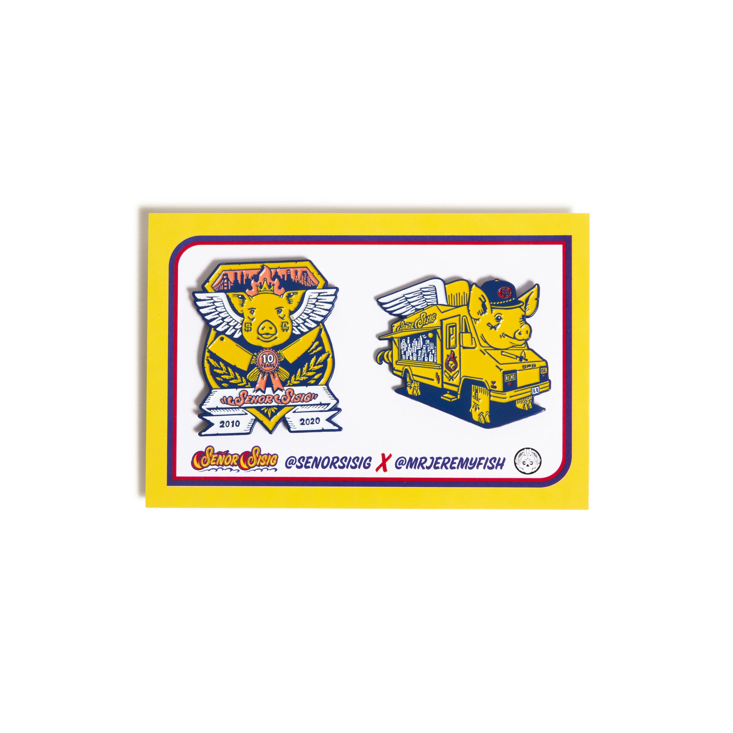 close up of enamel pin set