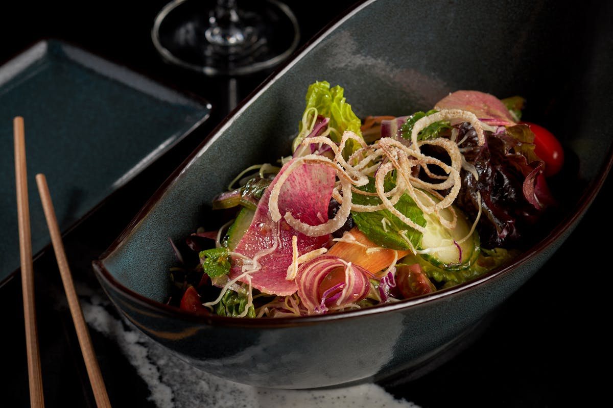 a bowl of food on a table