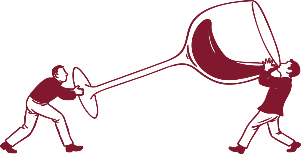 a cartoon of a person holding a wine glass