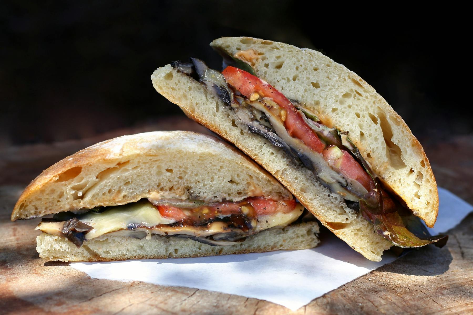a sandwich cut in half