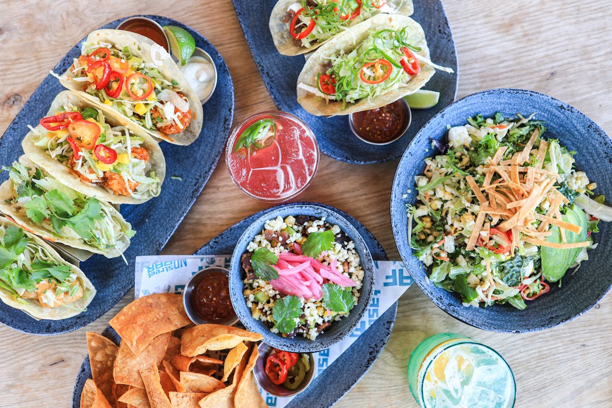 a bunch of food sitting on a table