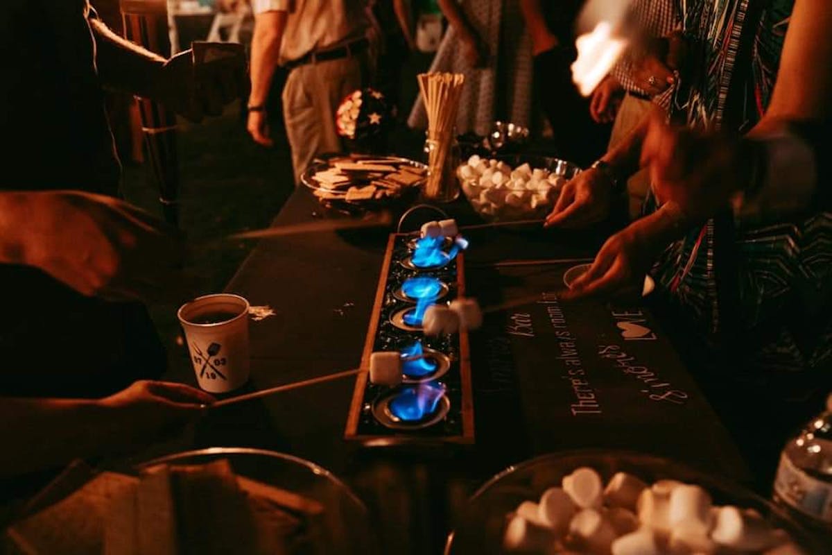 a table topped with utensils